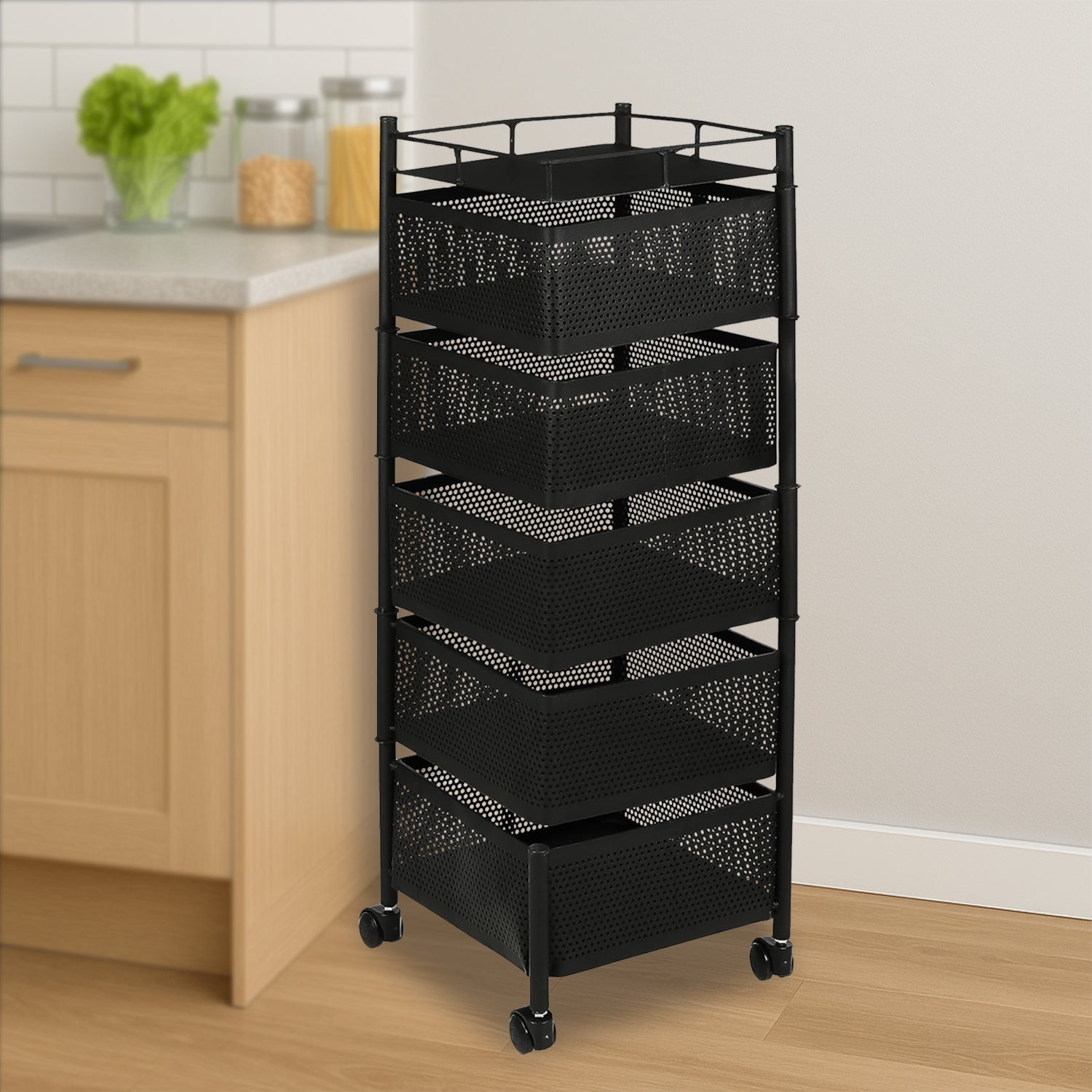 5 Layer Multipurpose Kitchen Storage Trolley With Wheels Wukusy