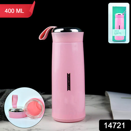 Water Bottle 400ml Leak Proof Glass Water Bottle With Daily Water Intake For Gym And Children Nice Bottle (1 Pc  Pink Color) Wukusy