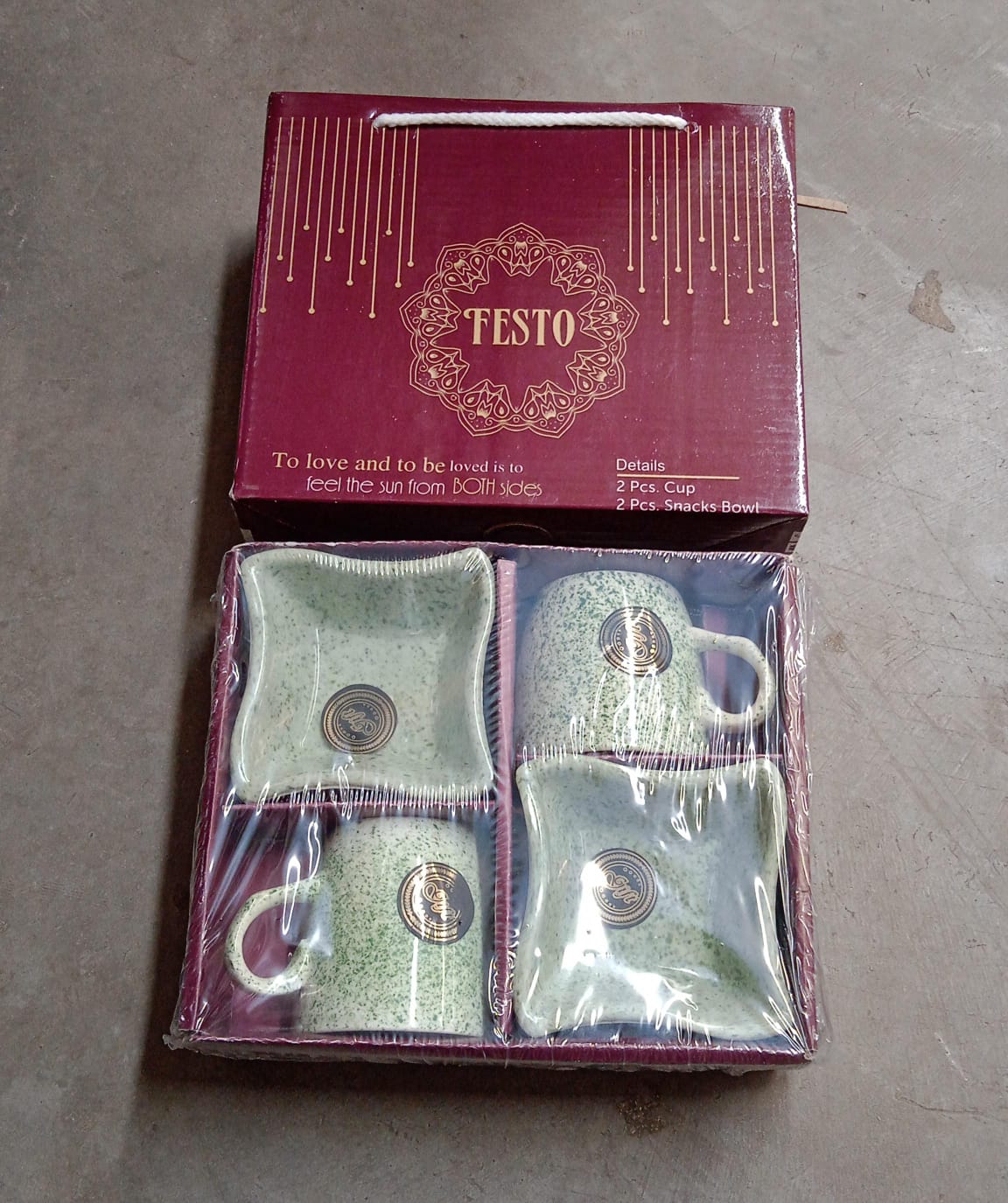 8224 Festo Ceramic Tea  Cups  Mug Set Including Snacks  Serving Bowl Milk Cup Coffee Cup Tea Cup Breakfast Cup Drinking Mug Or Outdoor For Household Gift For Birthday Wedding Party (4 Pcs Set) Wukusy