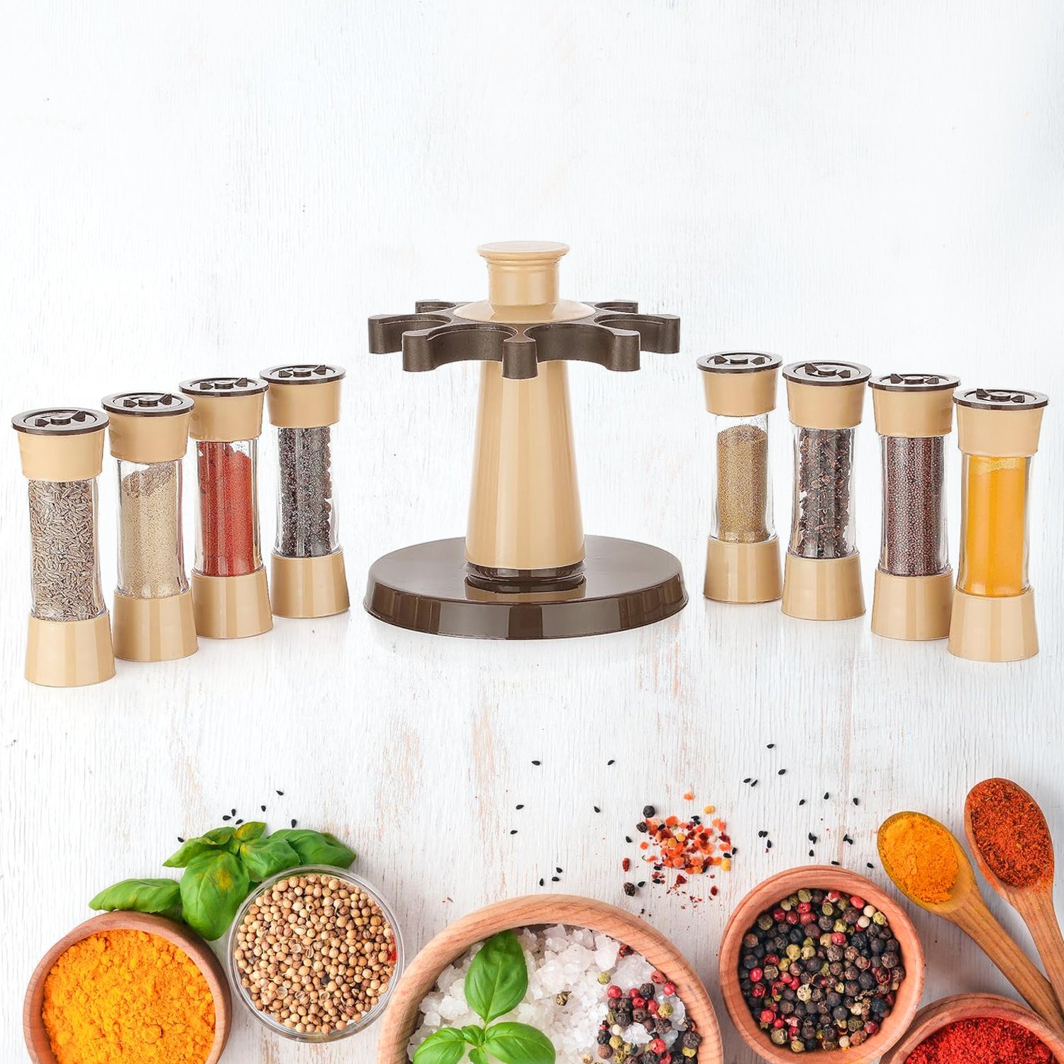 360 Revolving Spice Rack For Kitchen And Dining Table 8 Spice Jars Wukusy