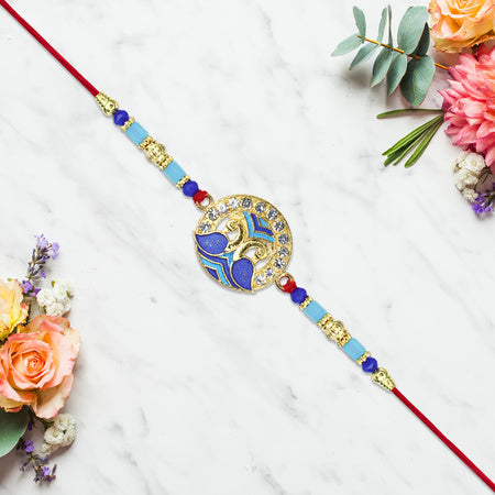 Blue Peacock Feather Rakhi Wukusy