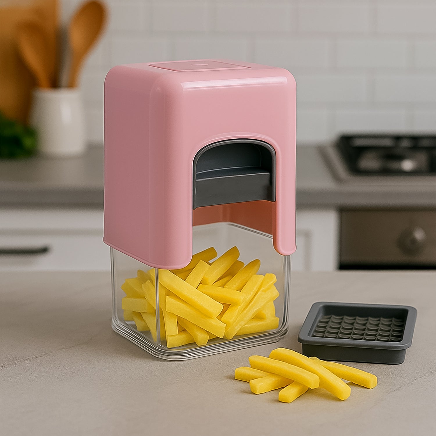 Apex Heavy Duty Potato Chipser  Vegetable Chopper With Dual Blade Set Wukusy