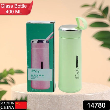 Water Bottle 400ml Leak Proof Glass Water Bottle With Daily Water Intake For Gym And Children Nice Bottle (1 Pc  Light Green Color) Wukusy