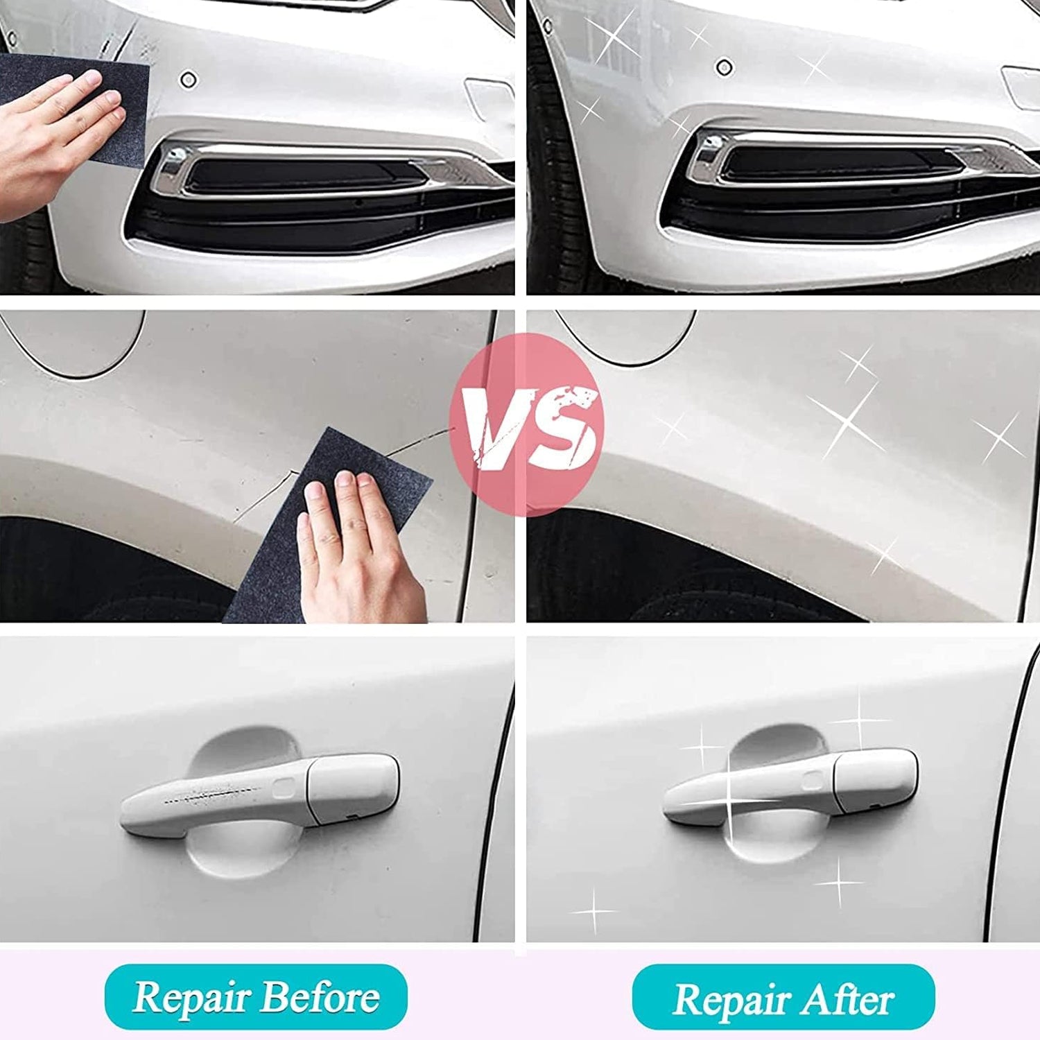 8527 Nano Magic Car Scratch Remover Cloth Multipurpose Scratch Repair Cloth Cloth For Car Paint Scratch Repair Easy To Repair Slight Scratches On The Surface Polishing Repeatable Use For All Kinds Of Car (45 Ml Repair Solution 2 Gloves 2 Nano Cloth) Wukusy