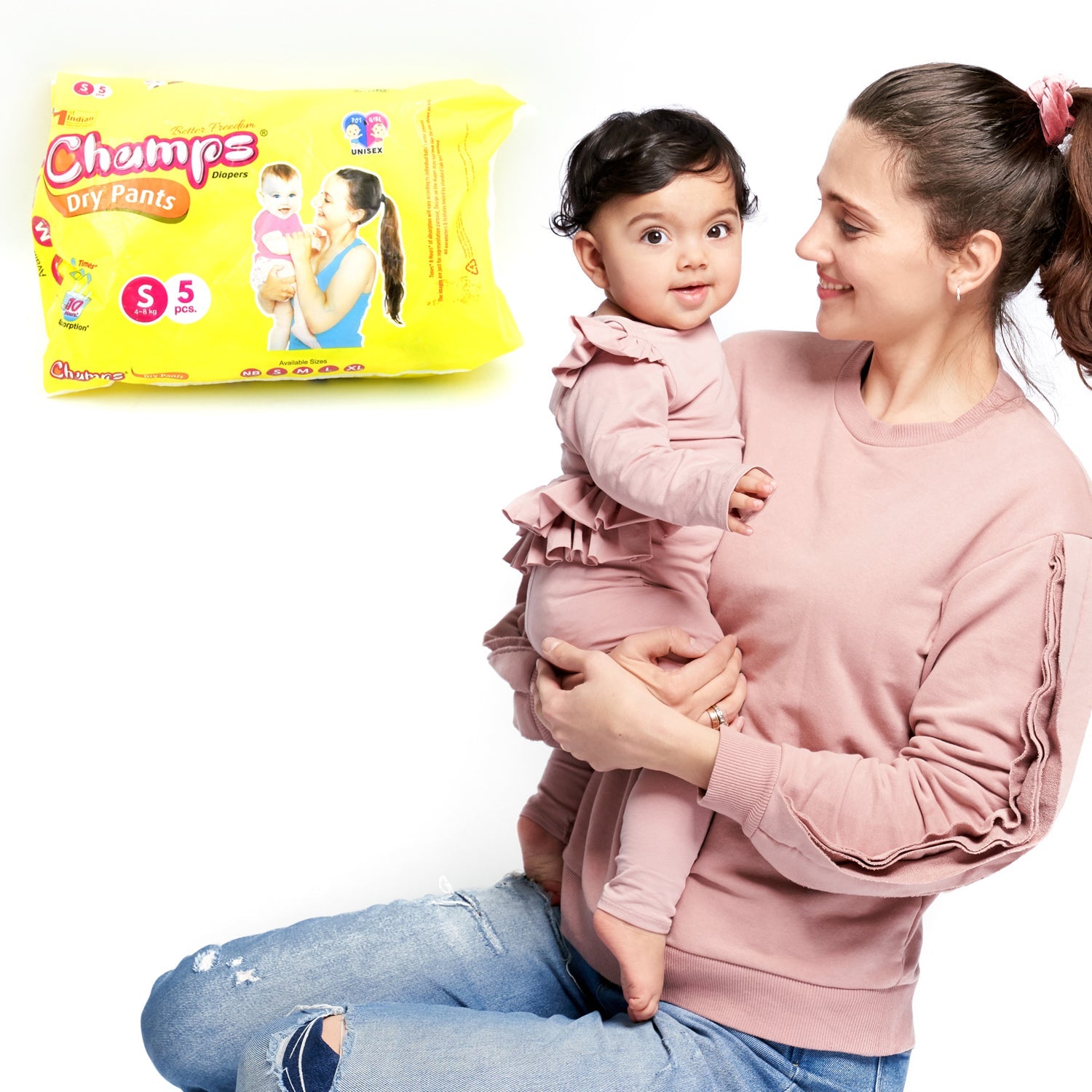 0968 Small  Champs Dry Pants Style Diaper- Small Best For Travel  Absorption Champs Baby Diapers Champs Soft And Dry Baby Diaper Pants (S5 Pcs ) Wukusy