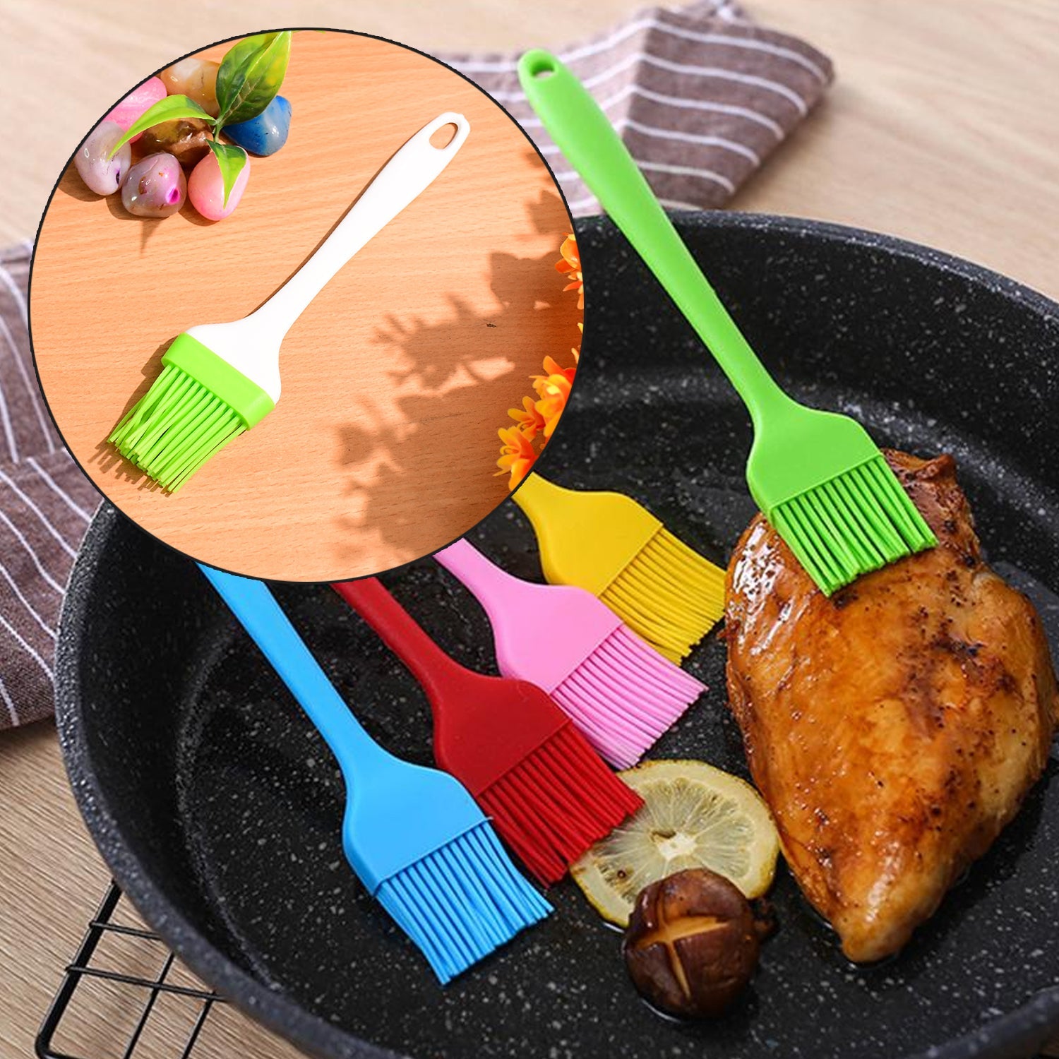 Silicone Kitchen Oil Spatula Brush With Handle Pastry  Cake Brush (17 Cm  1 Pc) Wukusy