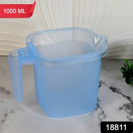Plastic Square Transparent  Bath Water Mug (1 Pc  1000 Ml  Mix Color) Wukusy