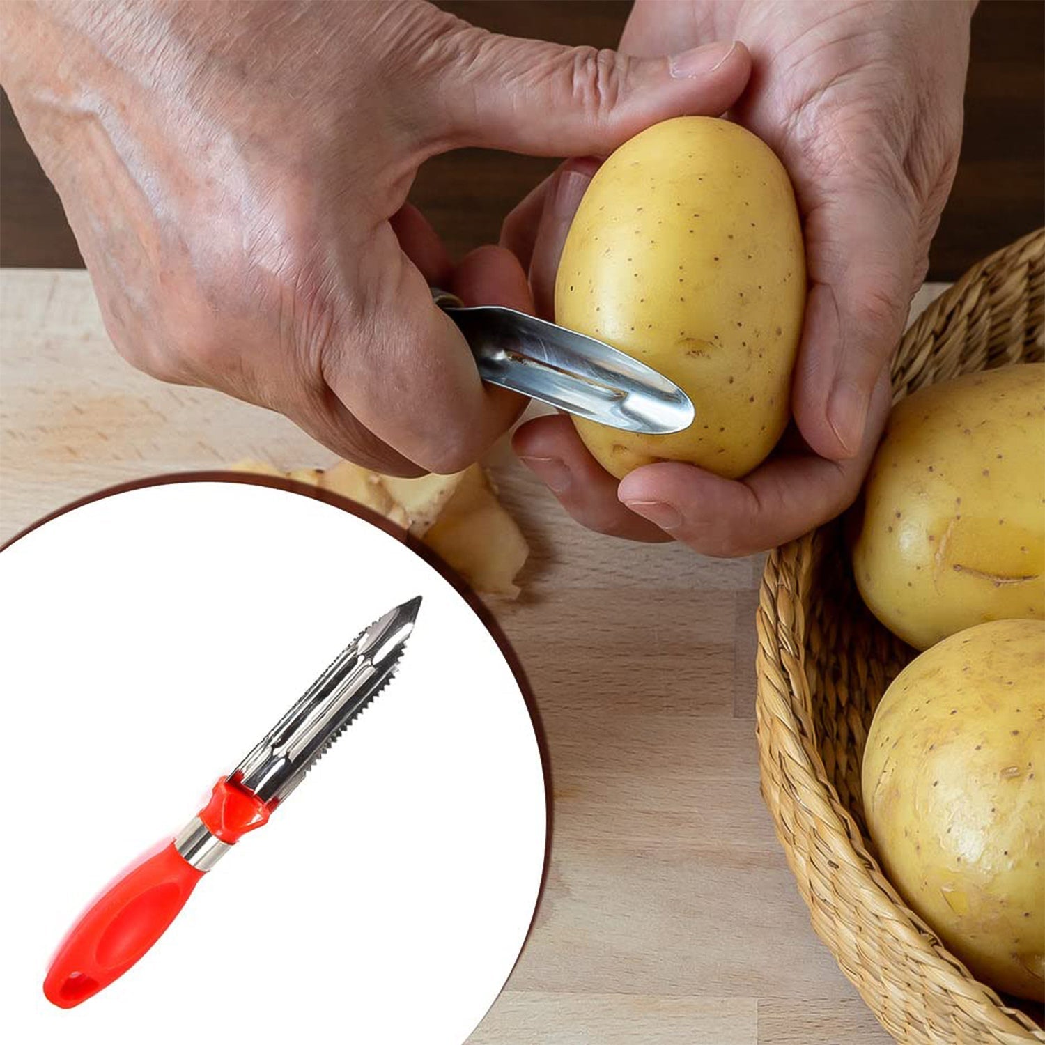 Multipurpose 2-in-1 Stainless Steel Knife  Peeler (1 Pc) Wukusy