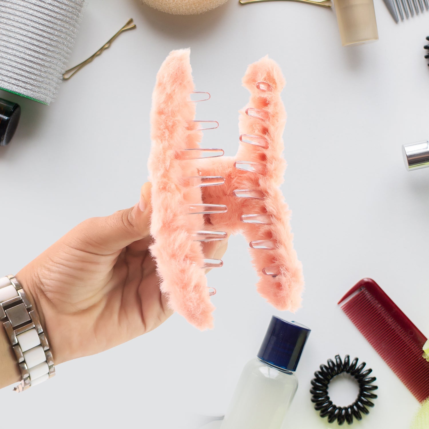 Premium Soft Fur Coated Hair Clutcher Clip Set (12 Pc) Wukusy