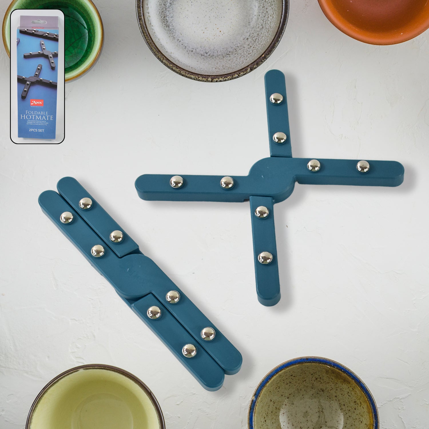 Apex Foldable Hot Mate Set  2 Pcs Folding Pan Stand For Hot Pots Wukusy
