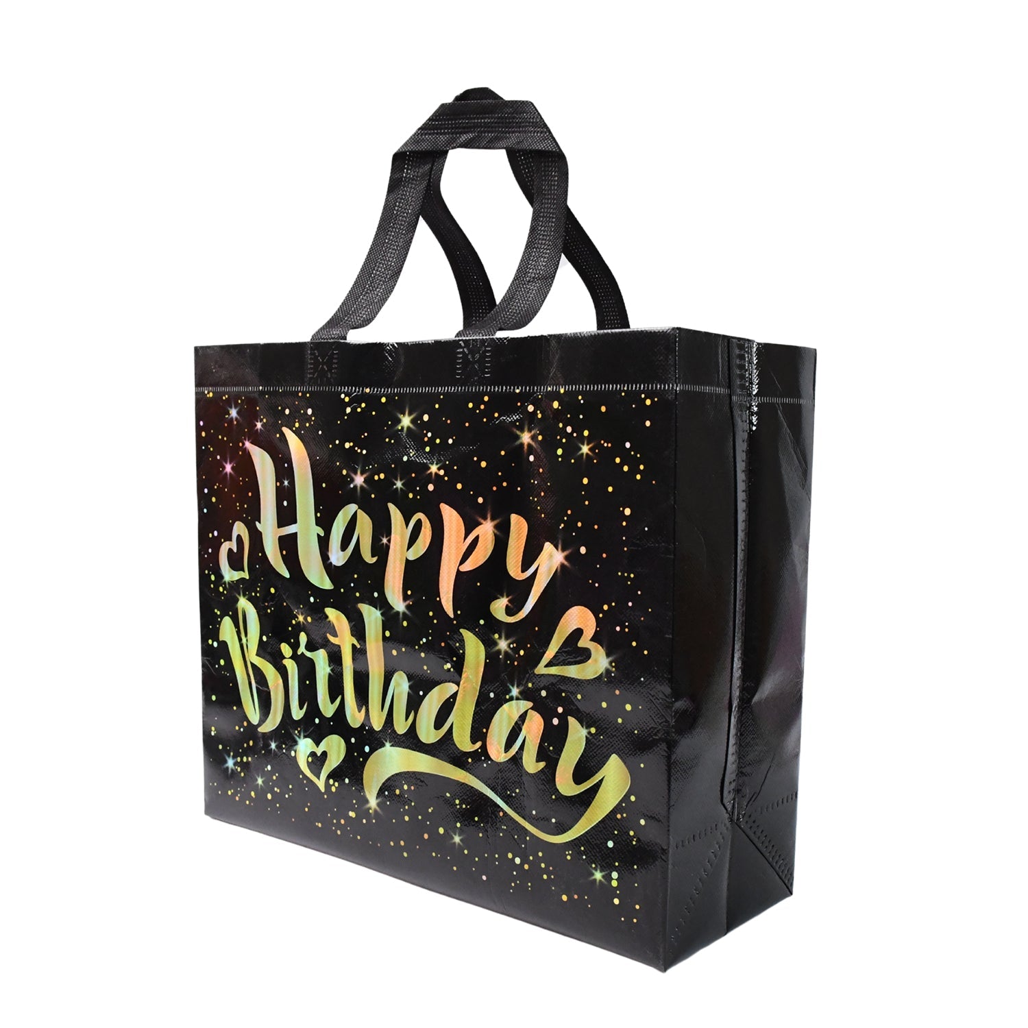 Birthday Gift Bag With Gold Shiny Stars Reusable Party Gift Bags (1 Pc) Wukusy