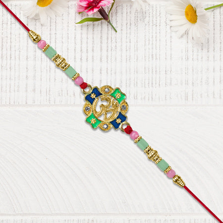 Om Rakhi With Colorful Beads Wukusy