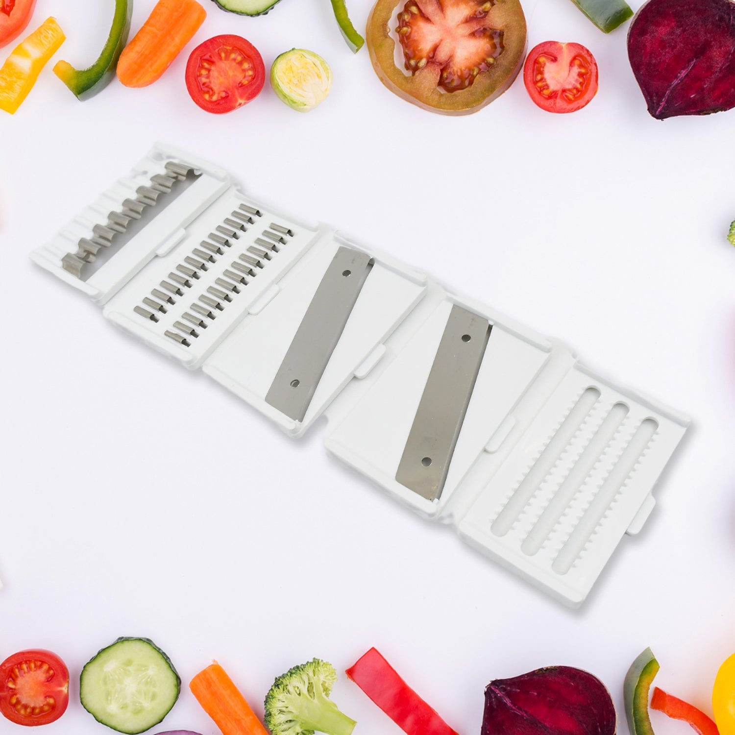 Vegetable Slicer Cutter - 6 Blades Kitchen Accessories Tools  Appliances With Container  Handle (1 Set) Wukusy