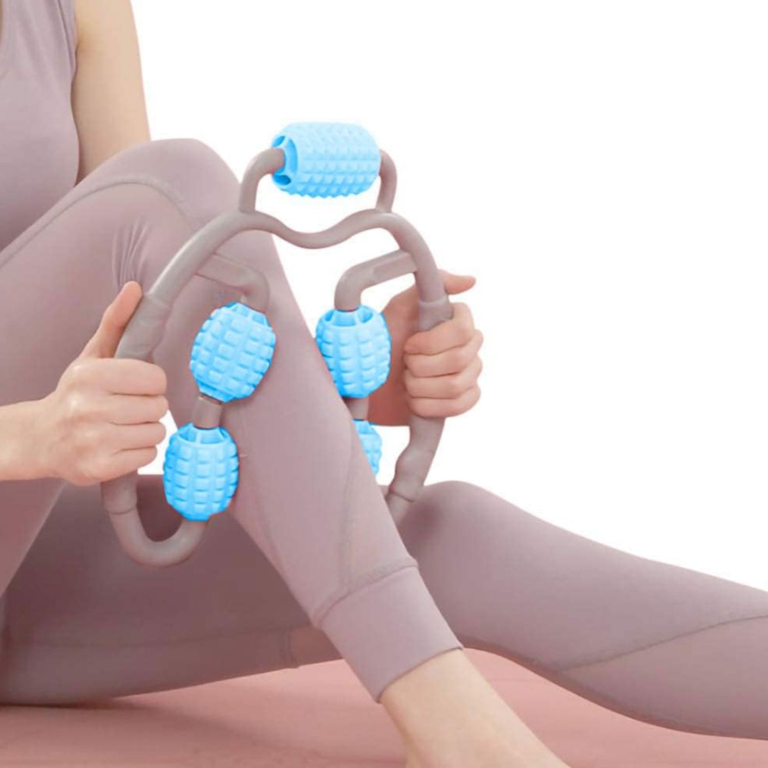 0265 Muscle Massage Roller 5 Wheels Relieve Soreness Leg Muscle Roller Fitness Roller Muscle Relaxer Massage Roller Ring Clip All Round Massaging Uniform Force Elastic Pp Drop Shaped For Home Use (1 Pc) Wukusy