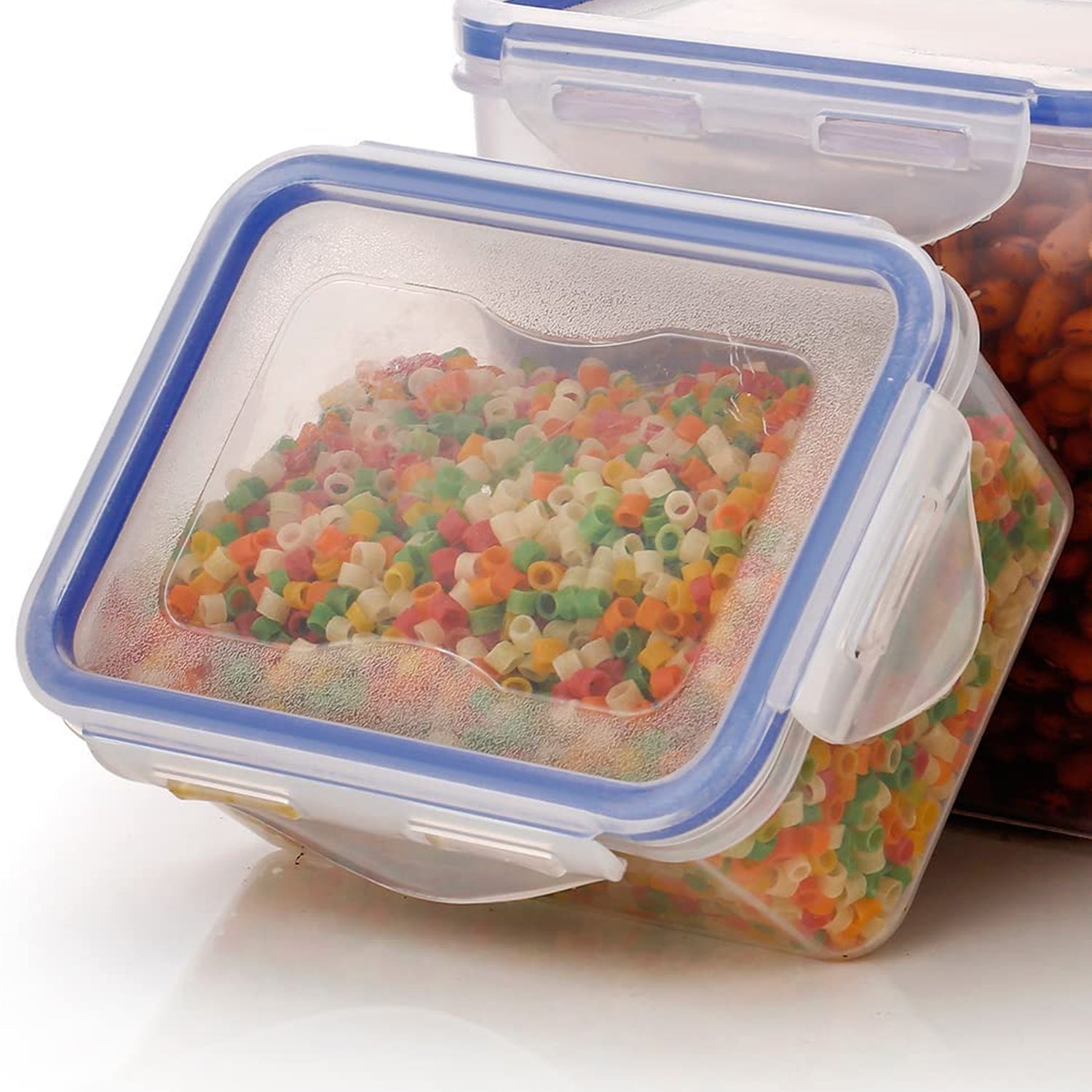 5827 Rectangle Abs Airtight Food Storage Containers With Leak Proof Locking Lid Storage Container Set Of 3 Pc (Approx Capacity 500ml1000ml1500ml Transparent) Wukusy