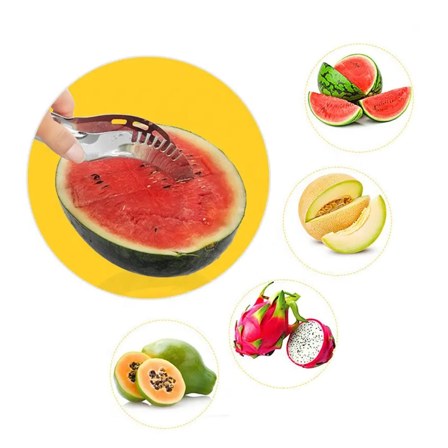 2047l Stainless Steel Watermelon Cantaloupe Slicer Knife Corer Fruit Vegetable Tools Kitchen Wukusy