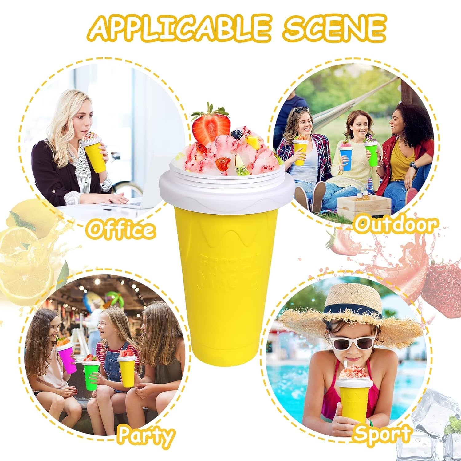 Smoothies Maker Cup Magic Quick Frozen Smoothies Cup Cooling Cup Double Layer Squeeze Cup Slushy Maker (1 Pc) Wukusy