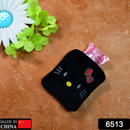 6513 Black Hello Kitty Small Hot Water Bag With Cover For Pain Relief Neck Shoulder Pain And Hand Feet Warmer Menstrual Cramps. Wukusy