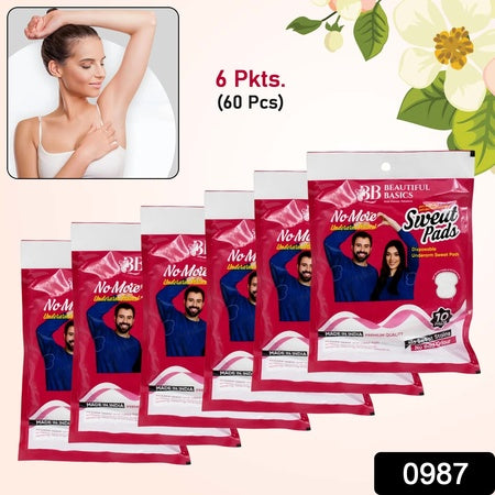 Beautiful Basics Underarms Sweat Pads Disposable (Pkts 6x 60 Pcs Set) Wukusy