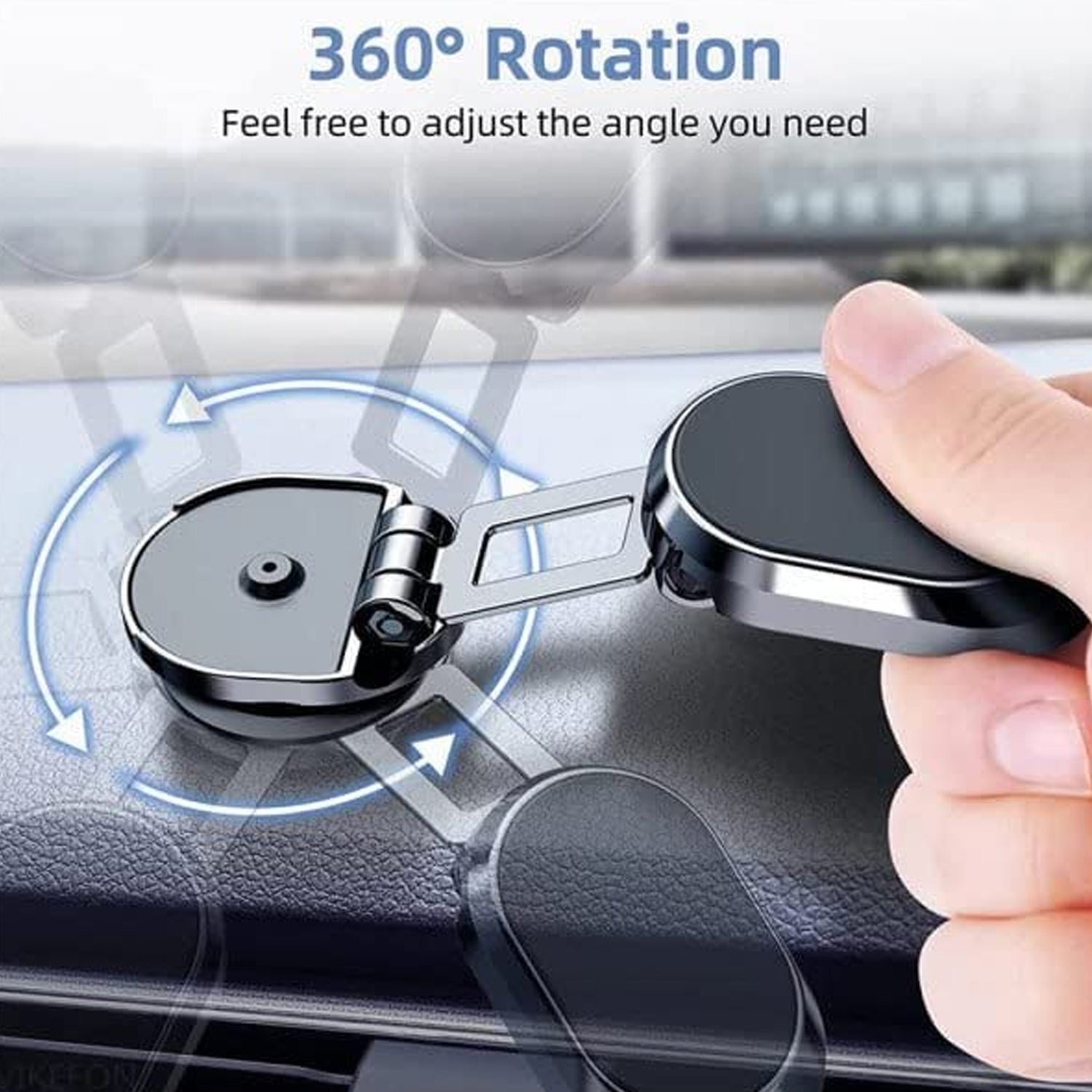 6102 360 Degree Rotating Magnetic Car Phone Holder  Metal Folding Car Phone Holder  New Alloy Folding Magnetic Car Phone Holder (Pack Of 1) Wukusy