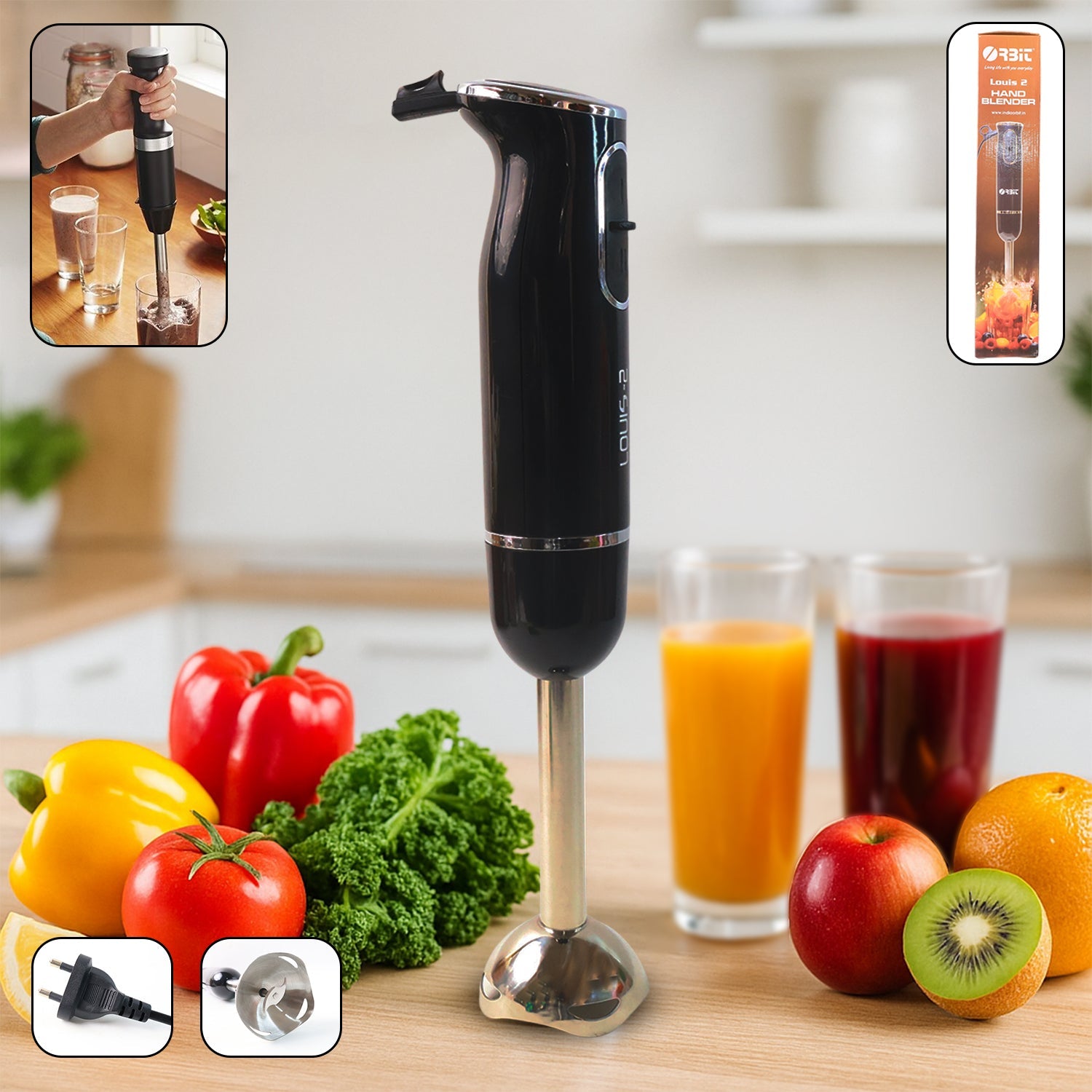 Orbit Electric Hand Blender With Stainless Steel Blade (1 Pc) Wukusy