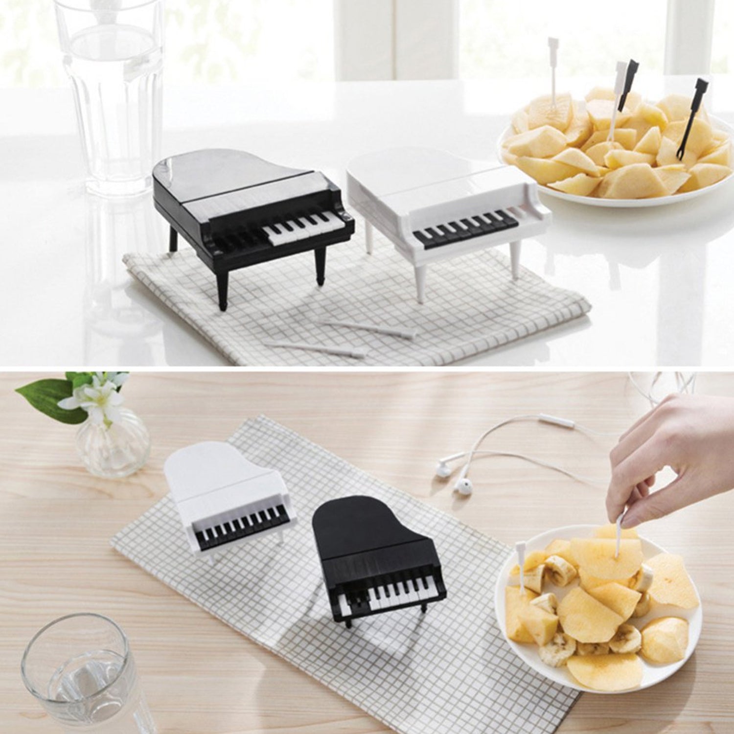5538 10pcslot Creative Piano Fruit Forks Set Food Sticks For Dessert Fruit Snack Picking Kitchen Dining Tools (10 Pc Set) Wukusy