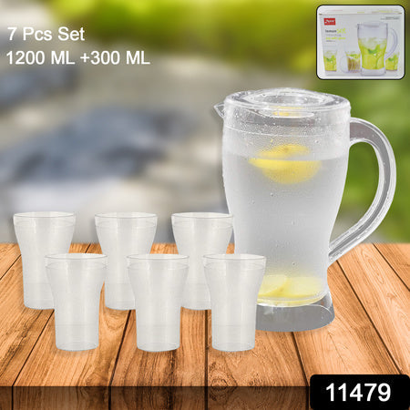 Apex Unbreakable Lemon Jug Set With 6 Glasses  1200ml Jug + 300ml Glasses Approx Wukusy