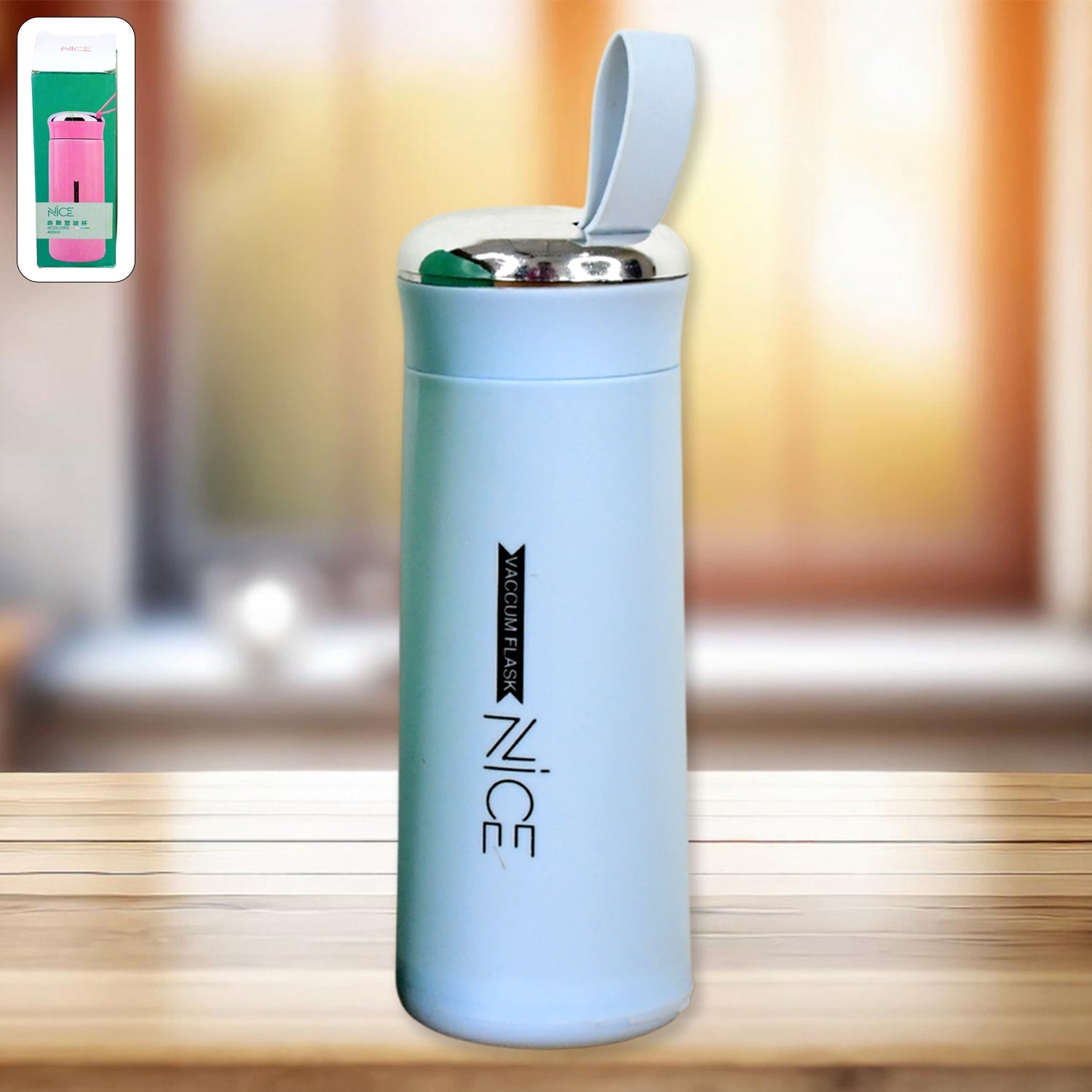 Water Bottle 400ml Leak Proof Glass Water Bottle With Daily Water Intake For Gym And Children Nice Bottle (1 Pc  Light Blue Color) Wukusy