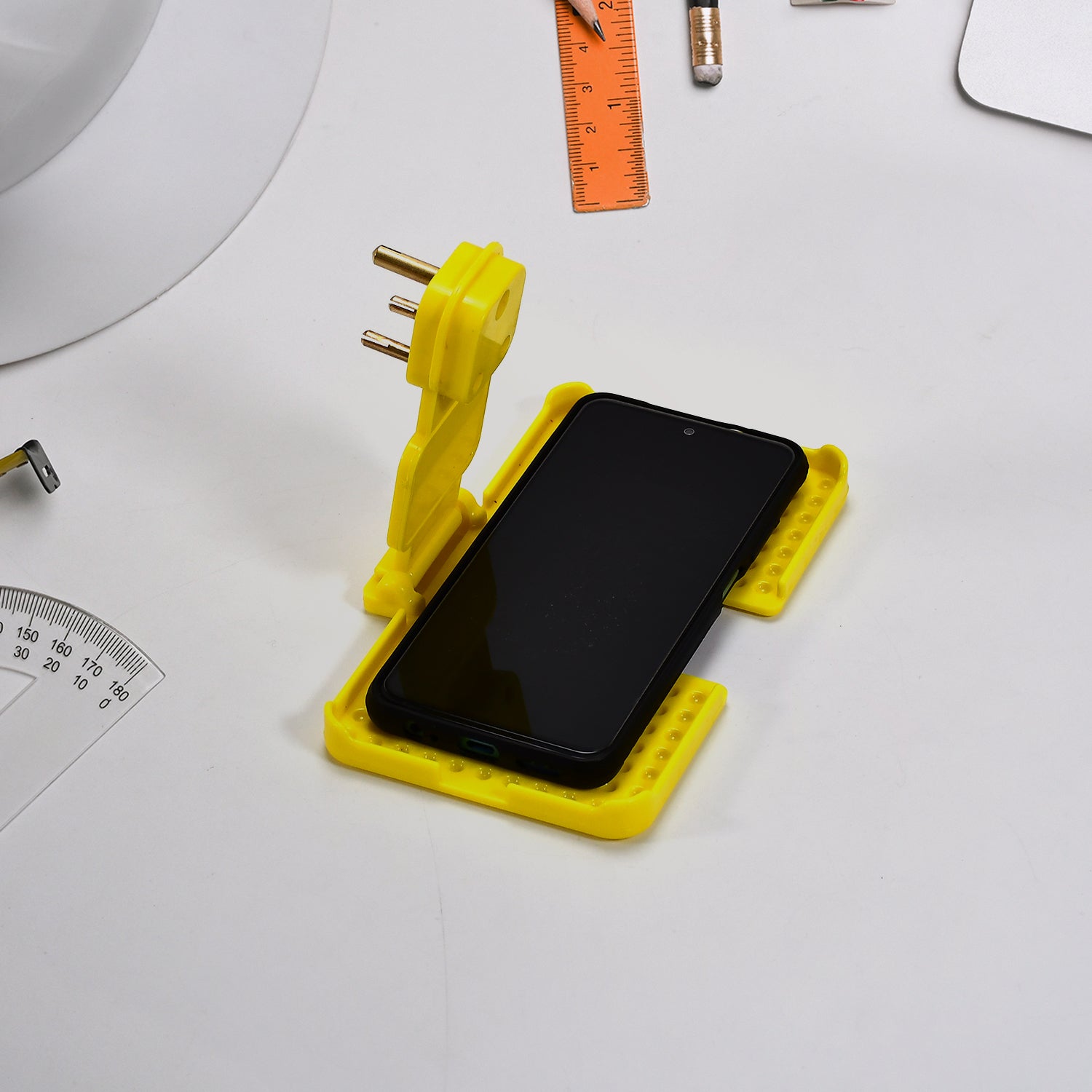 6498 Multi-purpose Wall Holder Stand For Charging Mobile Just Fit In Socket And Hang (Yellow) Wukusy