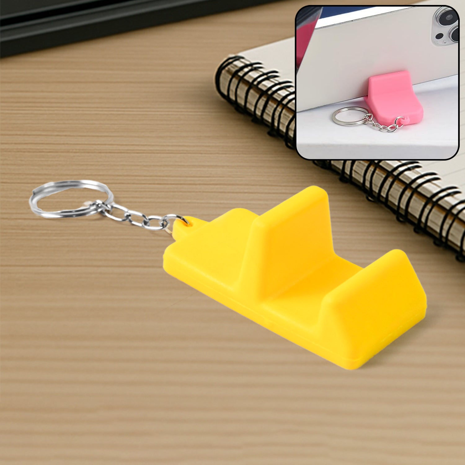 Plastic 2-in-1 Mobile Stand Keychain (1 Pc) Wukusy