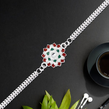 Silver Flower Design Rakhi Wukusy