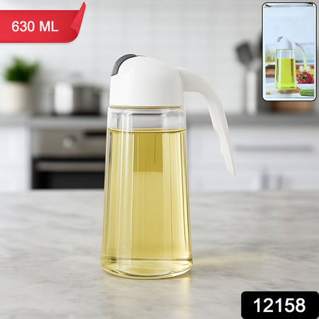 Kitchen Glass Oil Bottle Dispenser Automatic Opening Closing Home Bottles For Oil And Vinegar Honey Olive Oil Container (630ml) Wukusy