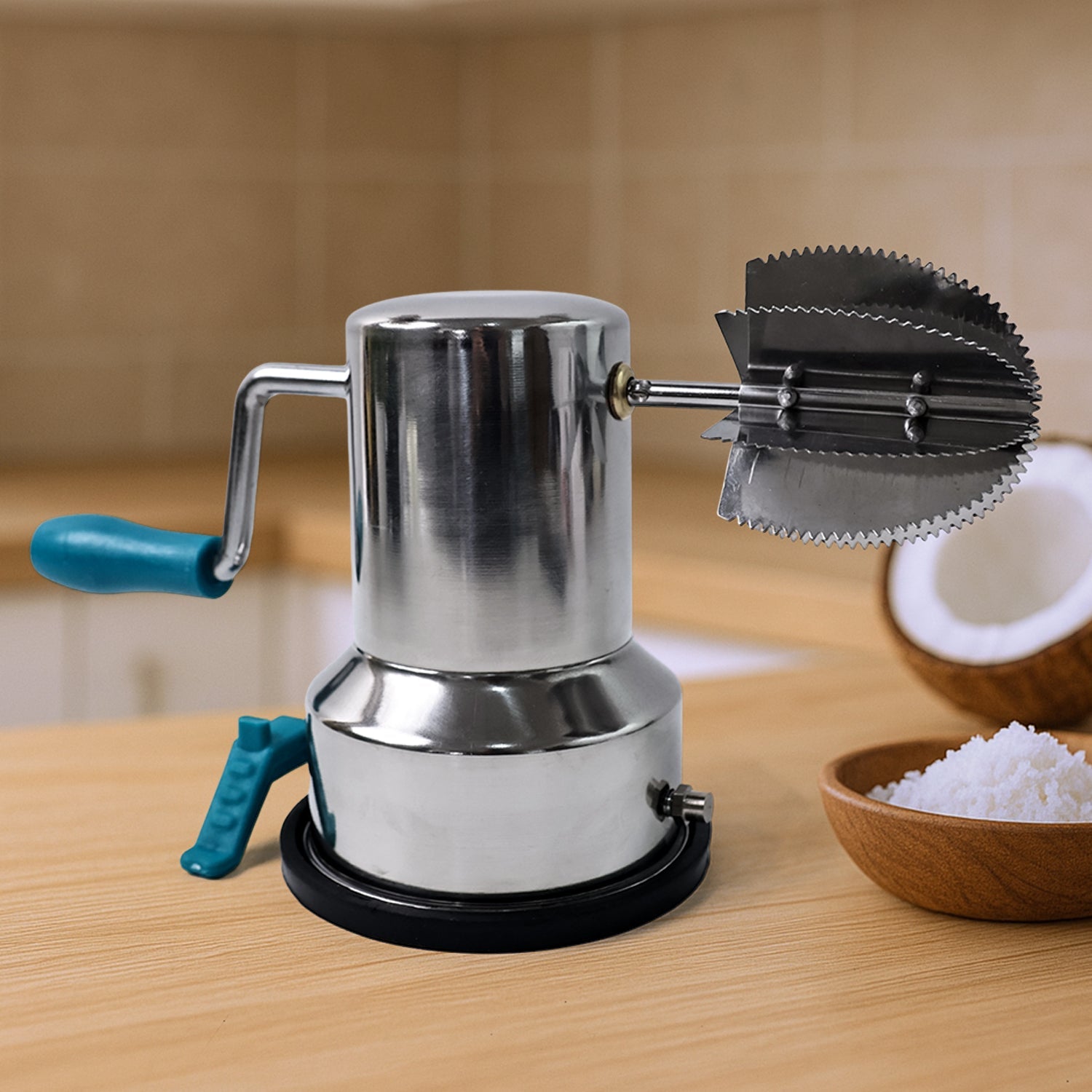Supermom Stainless Steel Coconut Scraper With Vacuum Base (1 Pc) Wukusy