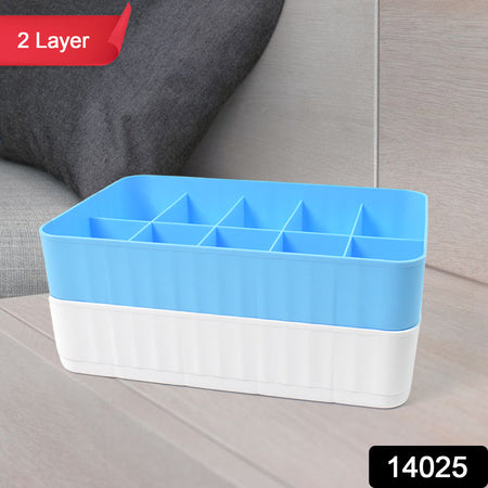 Multi-function Desktop Drawer Storage Box 10 Grid Underwear Socks Box (2 Pc Set) Wukusy