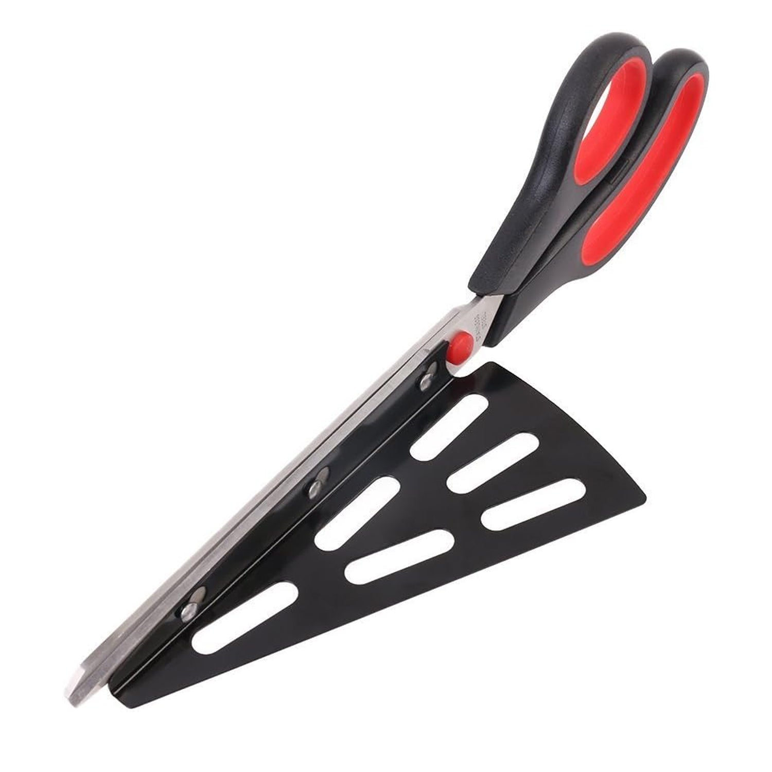 Stainless Steel Pizza Cutter Scissors Plastic Handle With Removable Spatula Wukusy
