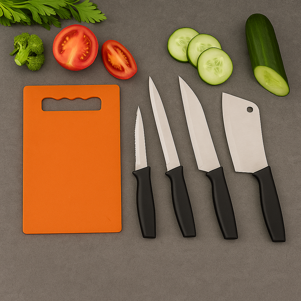 Chopping Board With Knife Set (Pack Of 5) Wukusy