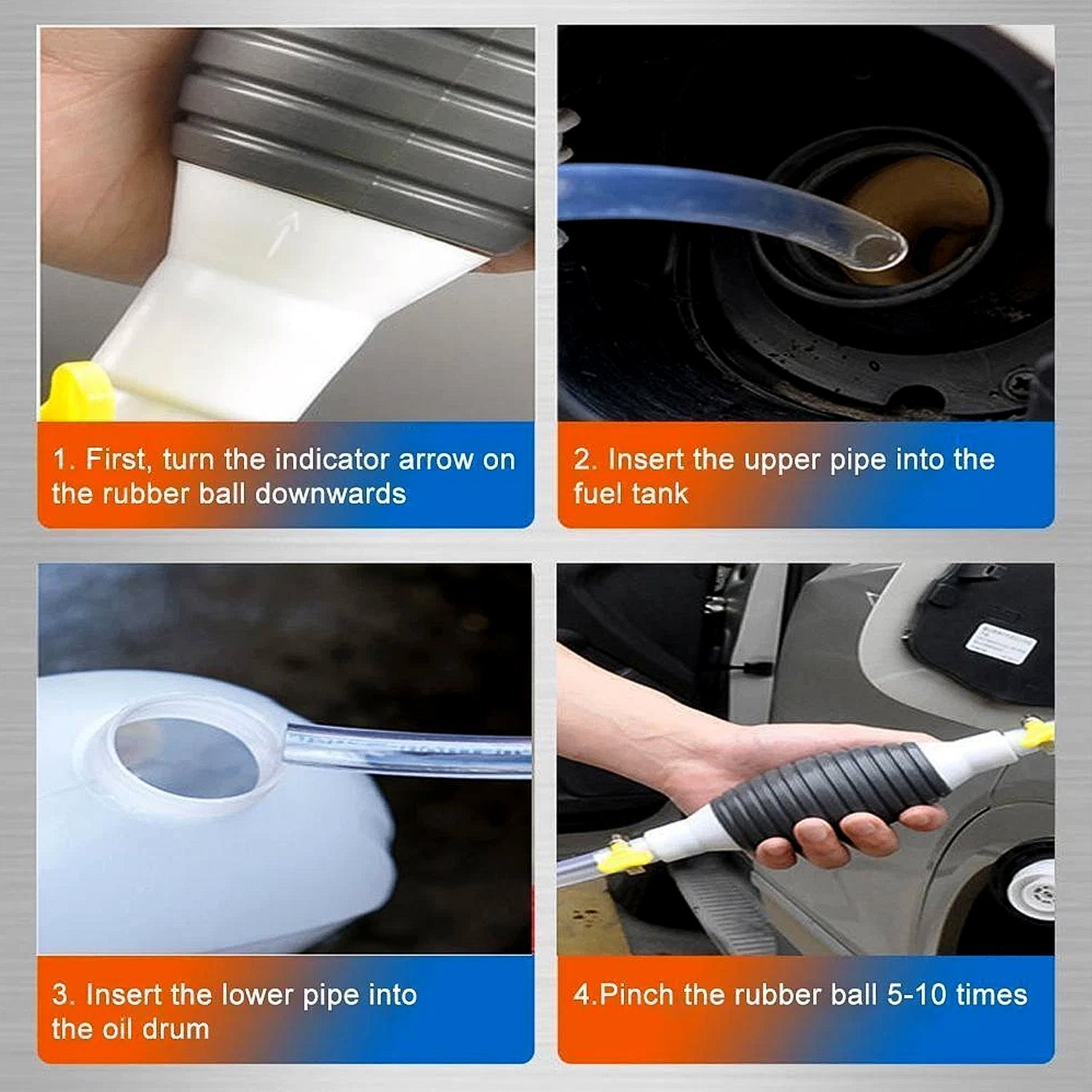 Fuel Transfer Pump Hose With Hand Pump And 2 Hose Clamps Wukusy