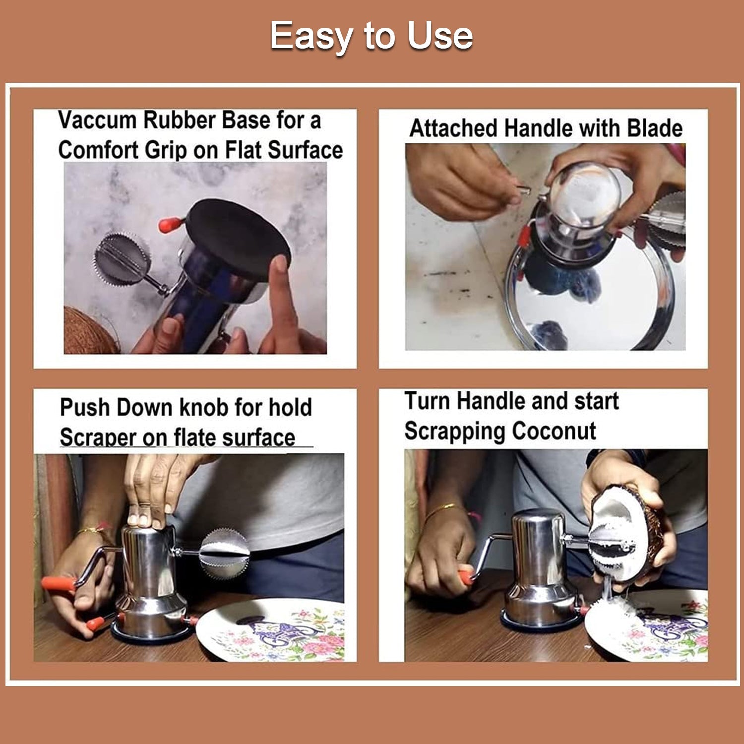 5216 Coconut Scrapers Machine Manual Steel For Home  Kitchen Use Wukusy