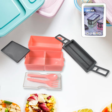 Plastic 3 Layer Leak Proof 3 Compartment Lunch Box For Office  (1 Pc) Wukusy
