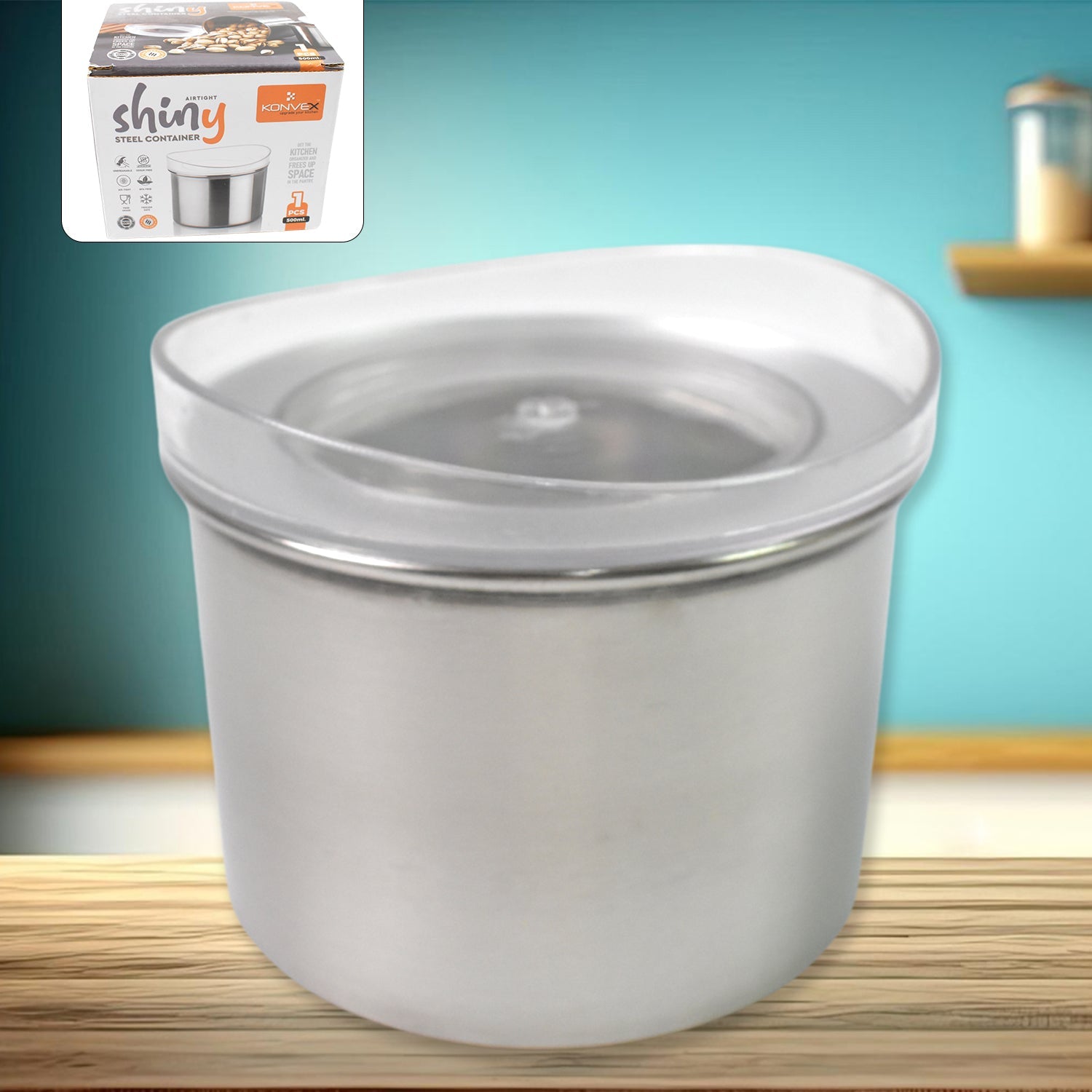 Multipurpose Stainless Steel Airtight Containers With See Through Lid (1 Pc  500 Ml) Wukusy