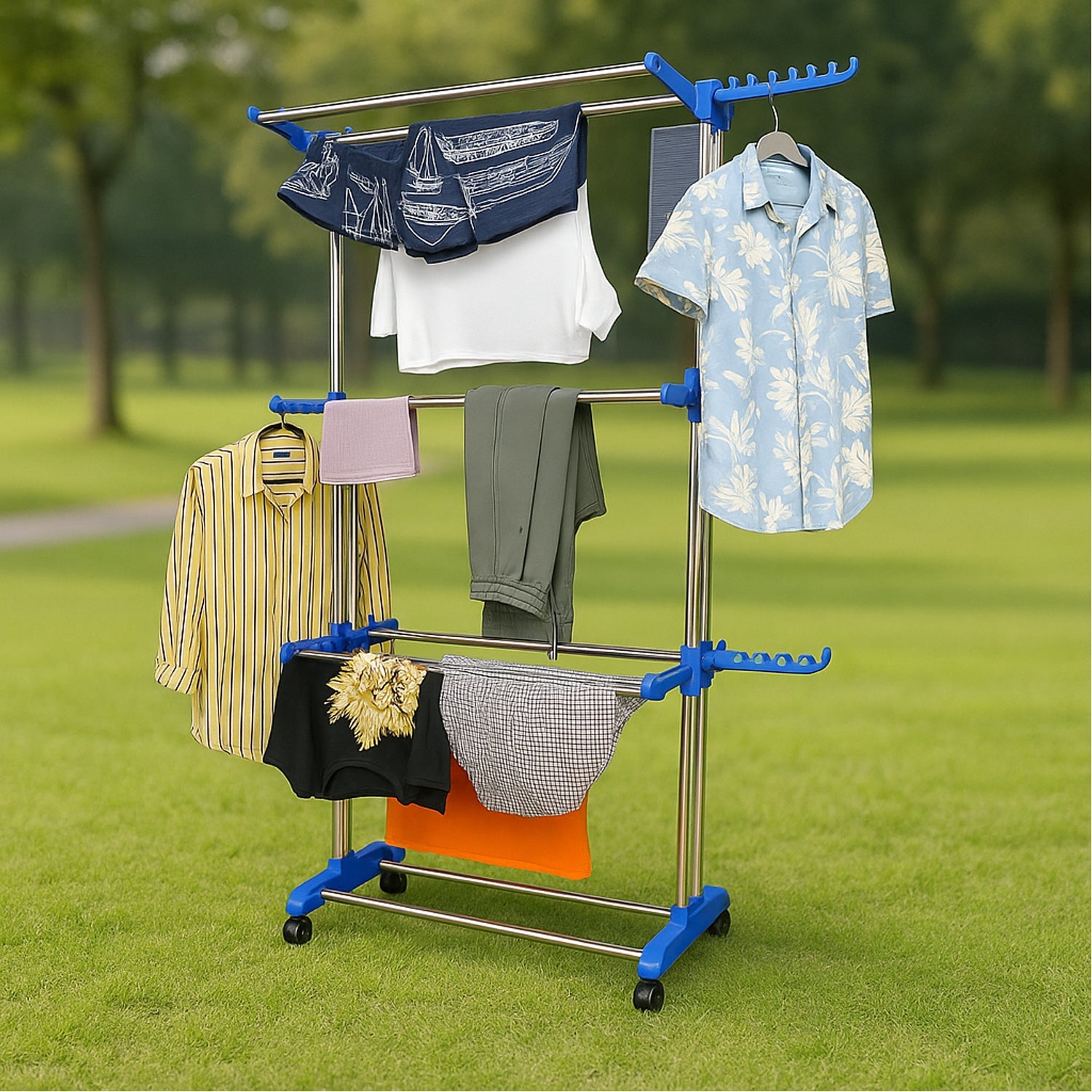 Foldable Stainless Steel Clothes Drying Stand Rack Wukusy