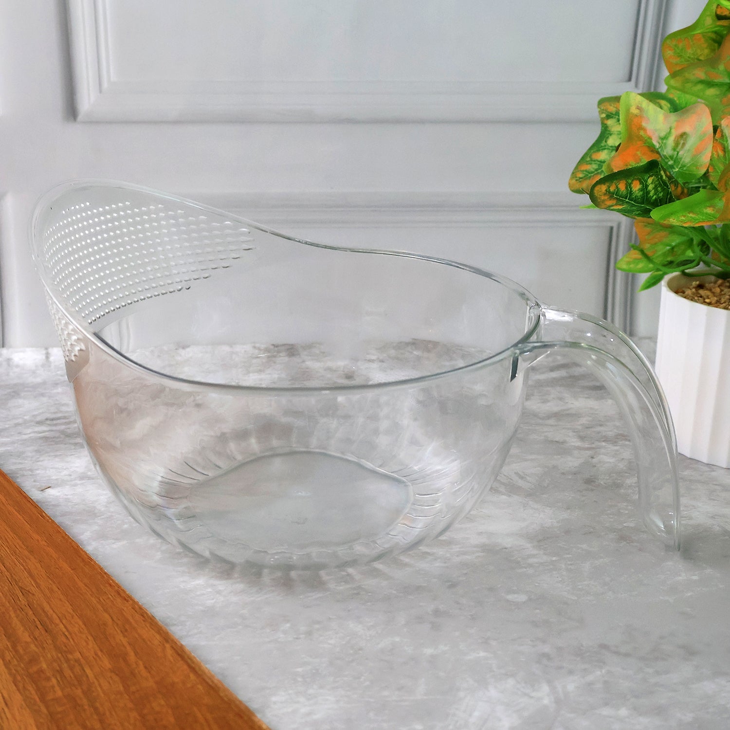 Supermom Multipurpose Transparent Plastic Bowl  Basket With Handle (1 Pc) Wukusy