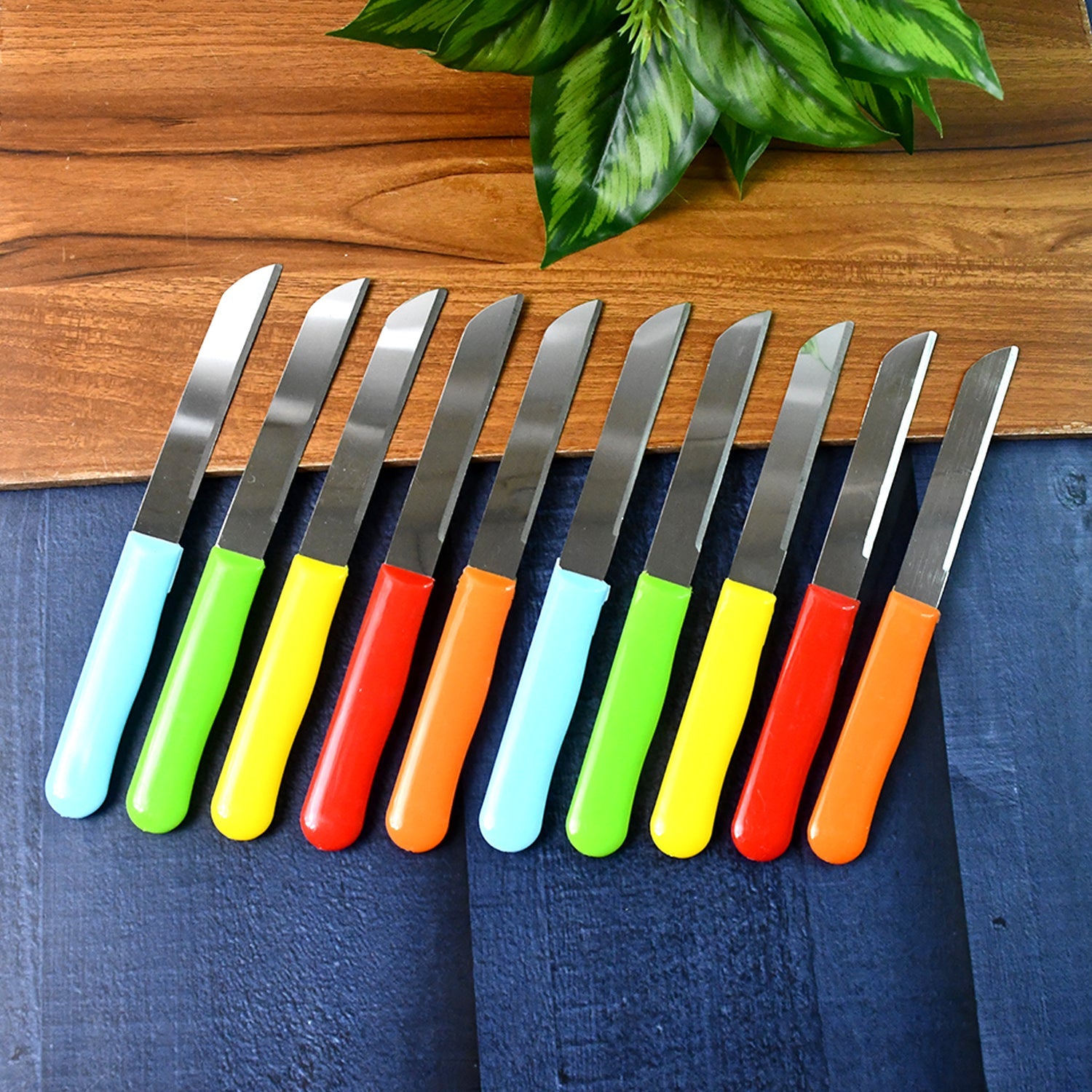 Premium Quality Stainless Steel Handle Plain Knife (10 Pc  1 Set) Wukusy