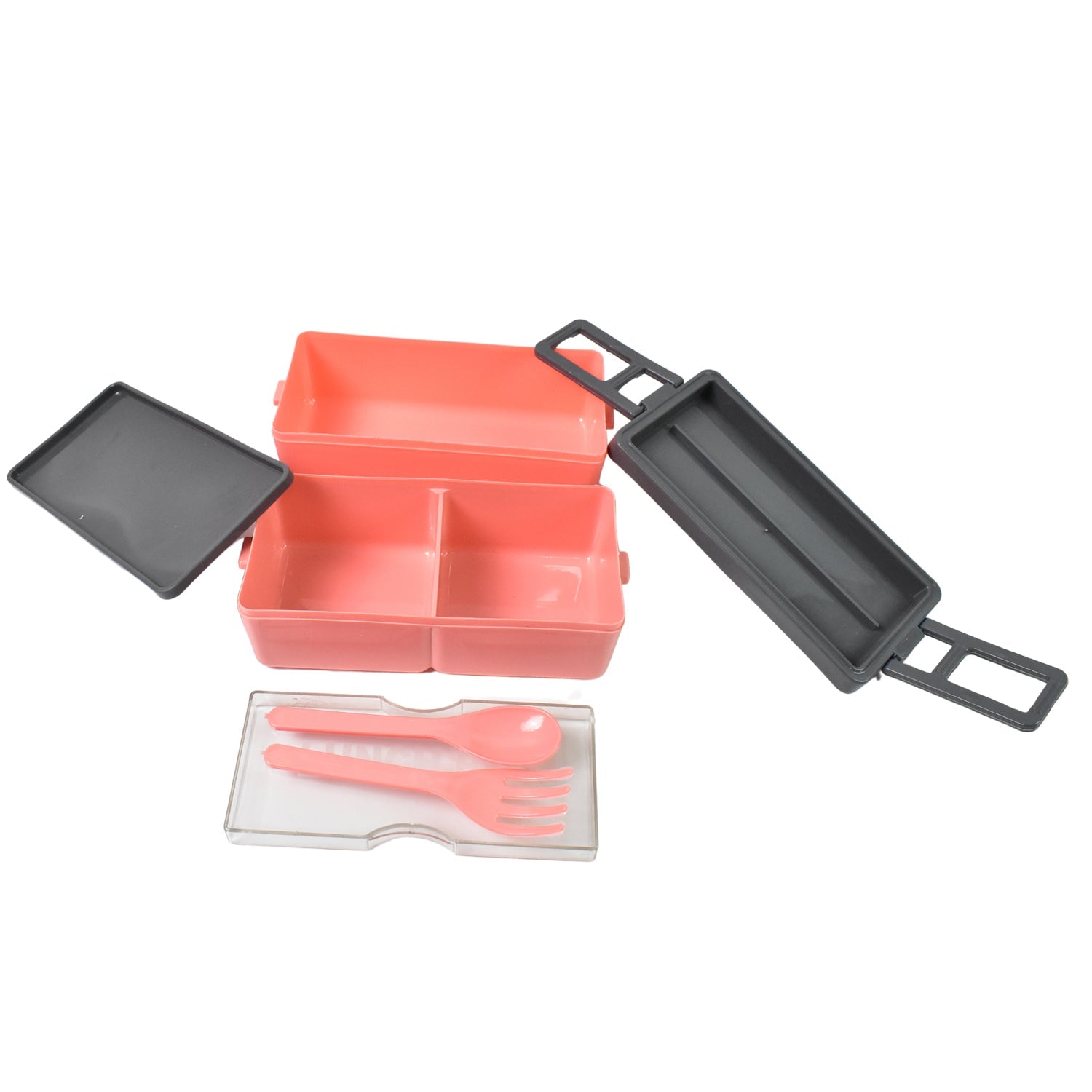 Plastic 3 Layer Leak Proof 3 Compartment Lunch Box For Office  (1 Pc) Wukusy