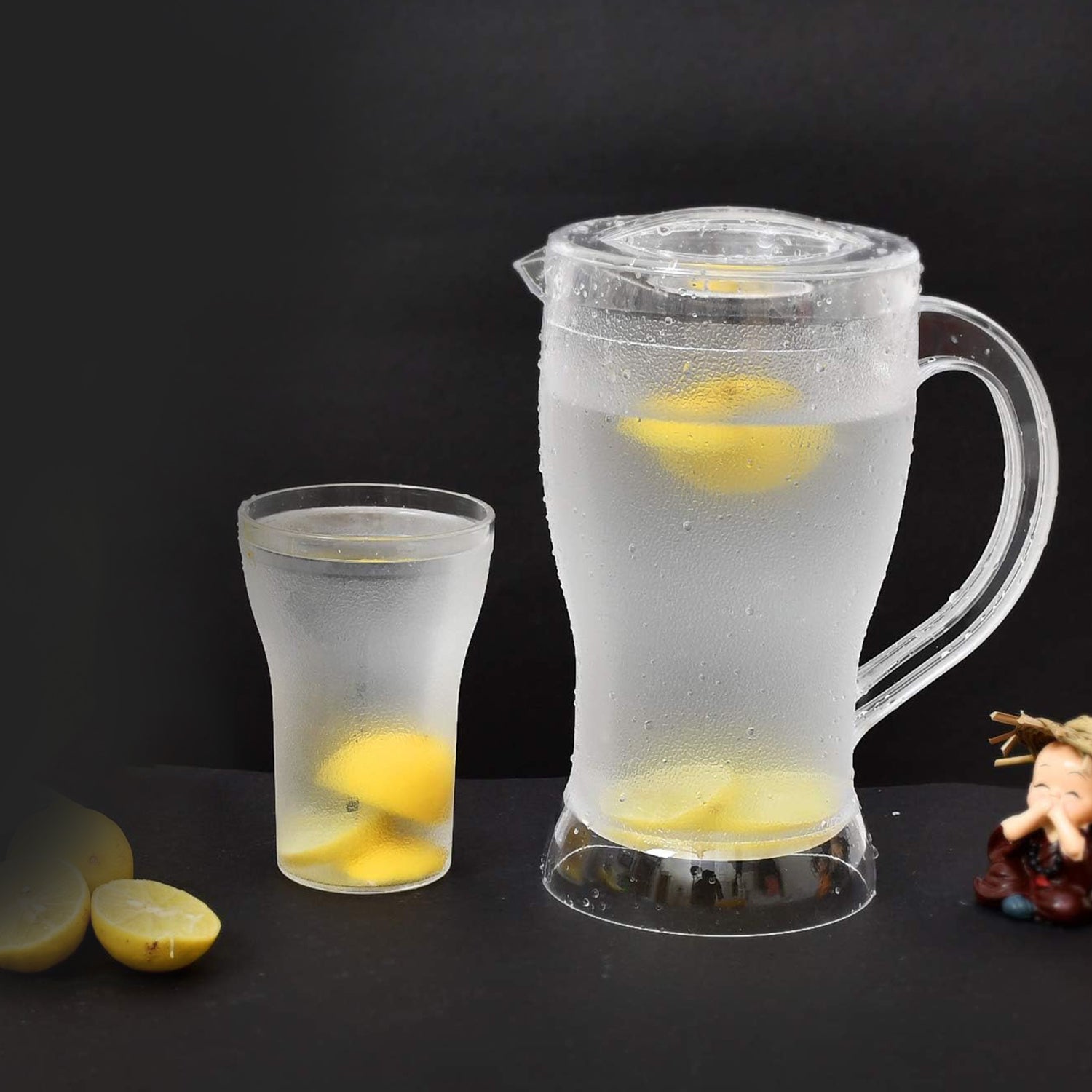 Apex Unbreakable Lemon Jug Set With 6 Glasses  1200ml Jug + 300ml Glasses Approx Wukusy