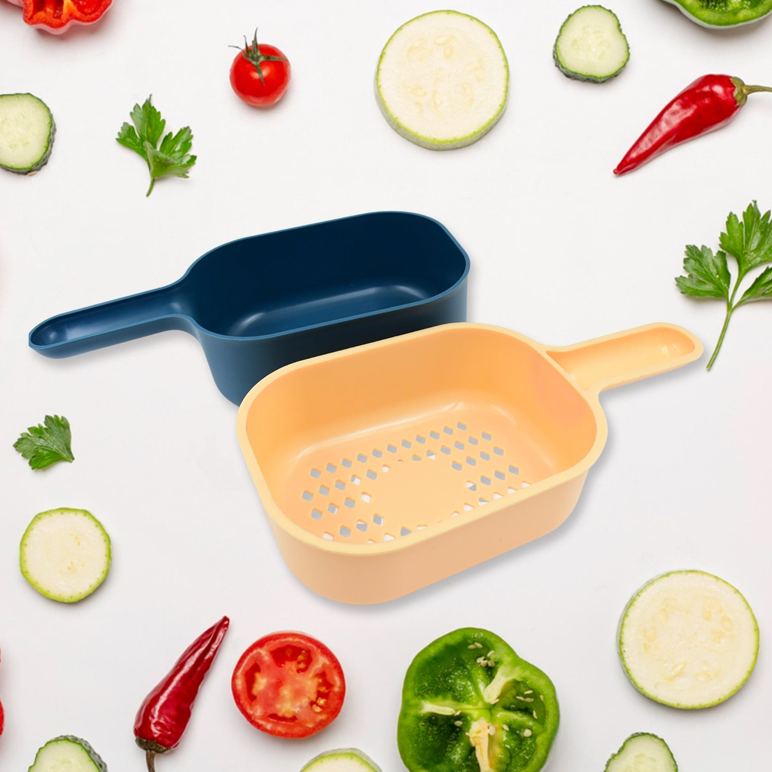 Vegetable Slicer Cutter - 6 Blades Kitchen Accessories Tools  Appliances With Container  Handle (1 Set) Wukusy