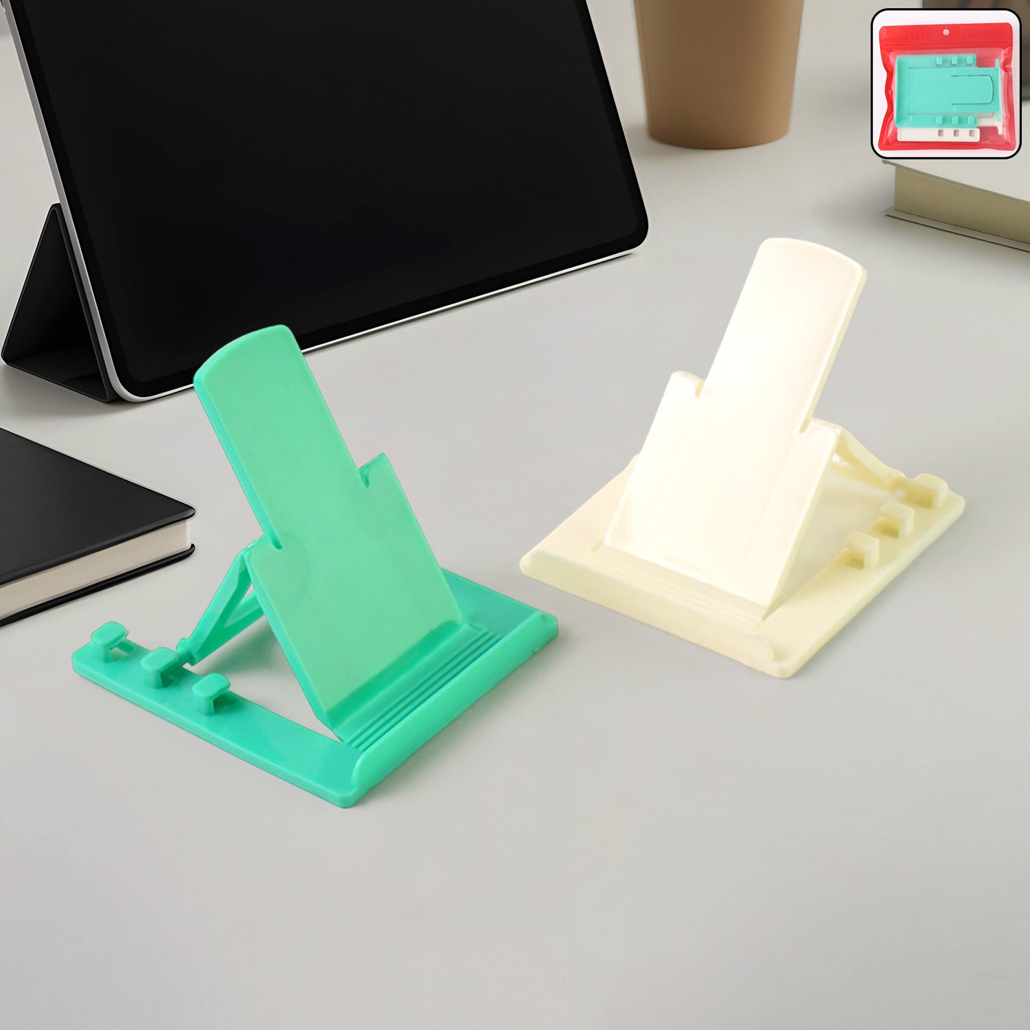 Adjustable Foldable Plastic Mobile Phone Stand Holder (2 Pc) Wukusy