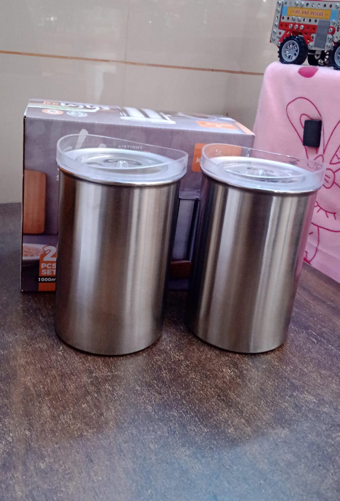 Multipurpose Stainless Steel Airtight Containers With See Through Lid (2 Pc Set  1000 Ml) Wukusy