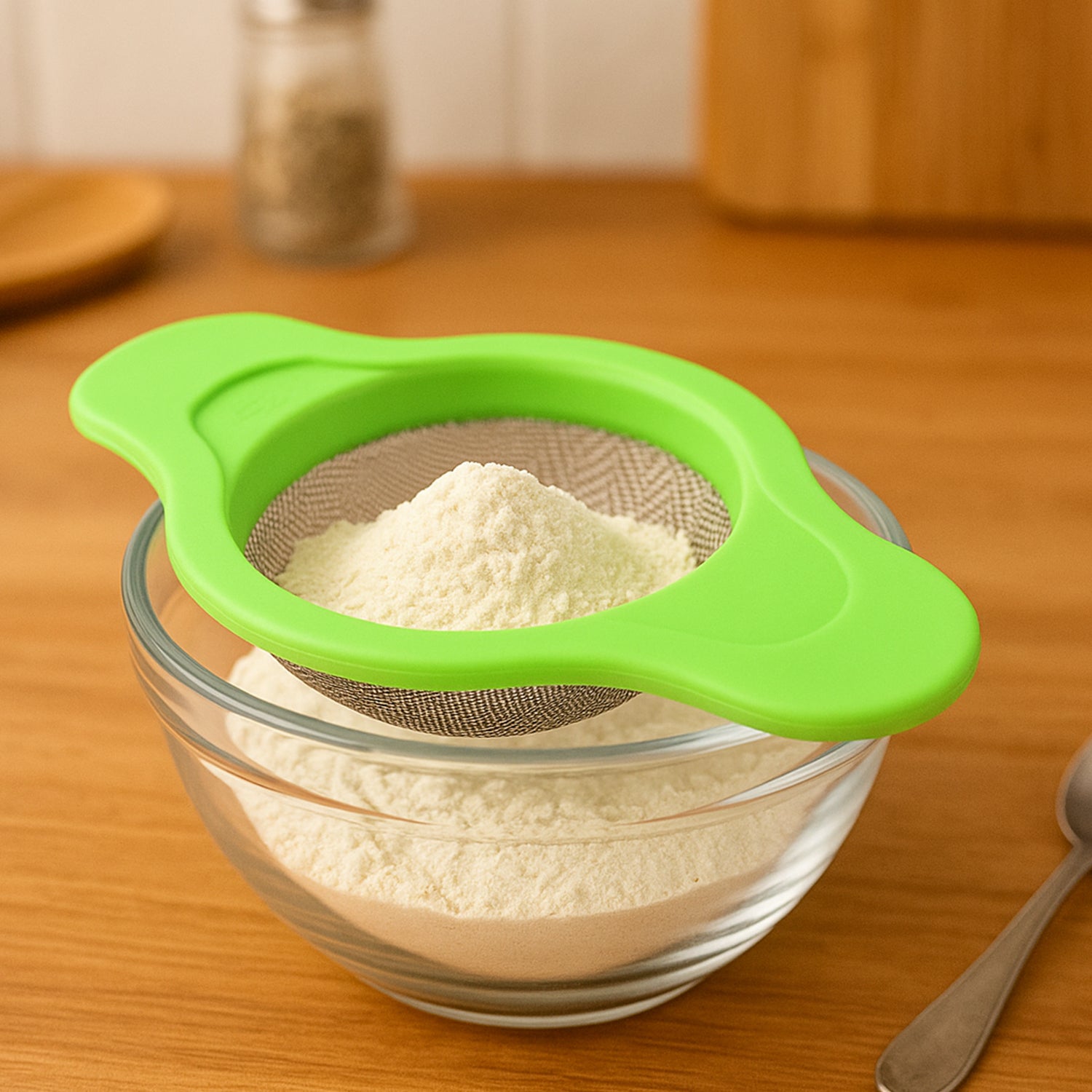 Stainless Steel Mesh Strainer With Dual Handle Plastic Frame (1 Pc) Wukusy