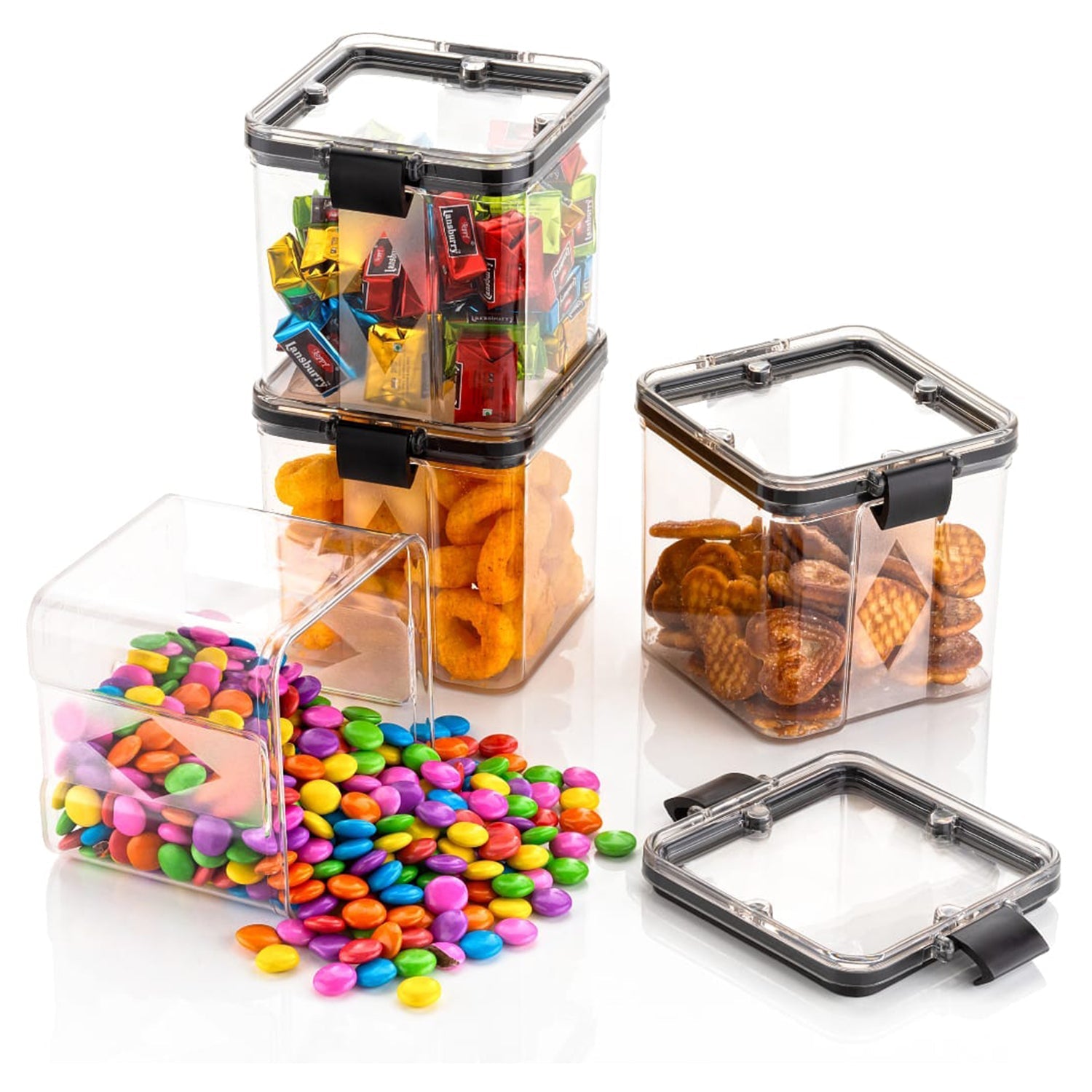 2763 4pc Square Container 700ml Used For Storing Types Of Food Stuffs And Items. Wukusy